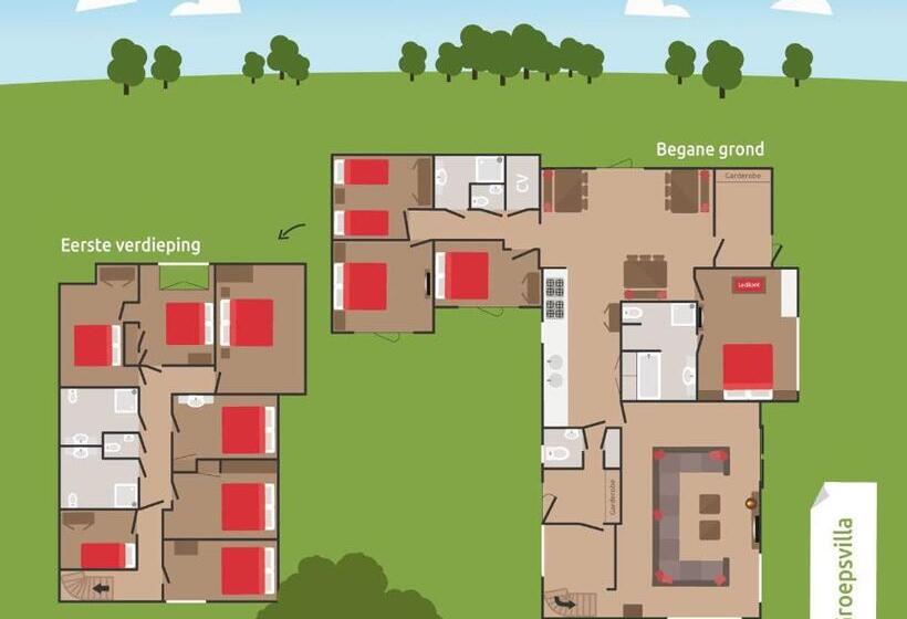 هتل Groeps Villa 24 Pers