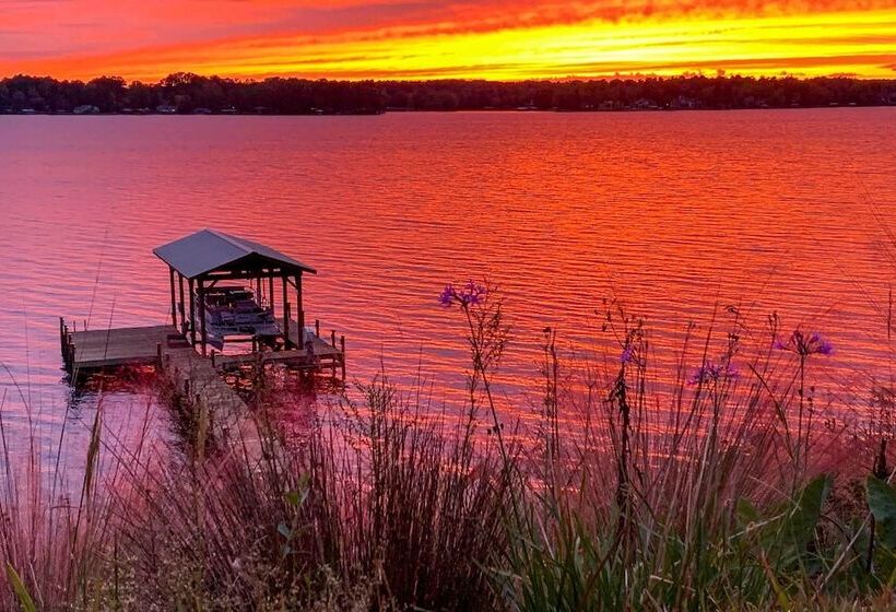 Elegant Lakefront Gem W/ Dock + Sunset Views!