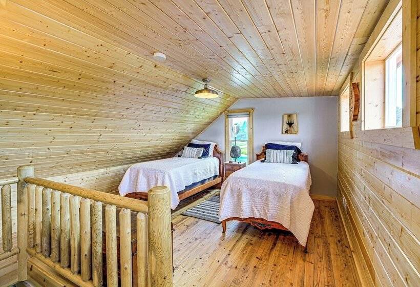 Deck & Scenic View: Historic Cabin In Piney Creek!