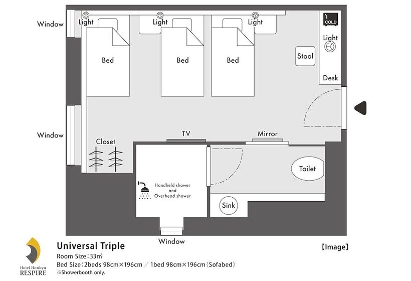 Standard Triple Room, Hankyu Respire Osaka