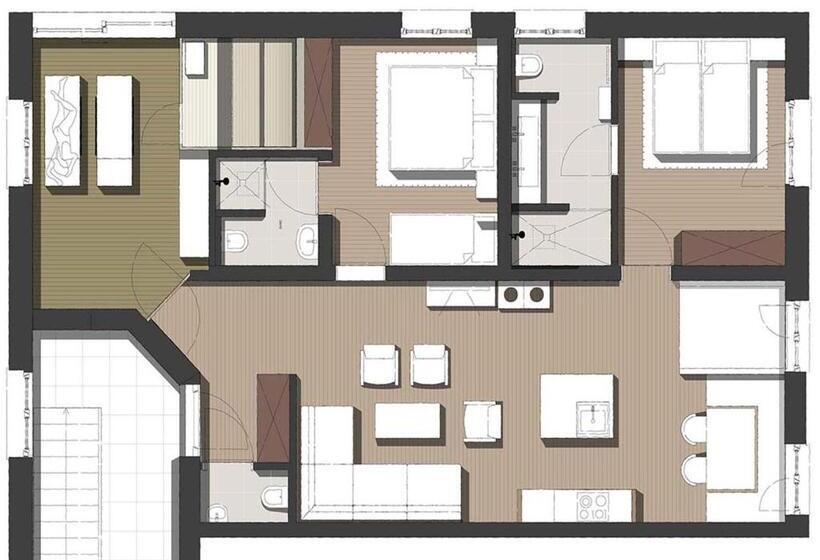 Апартаменты Deluxe 1 Спальня, Berghaus Schröcken   Hotel Apartments Spa