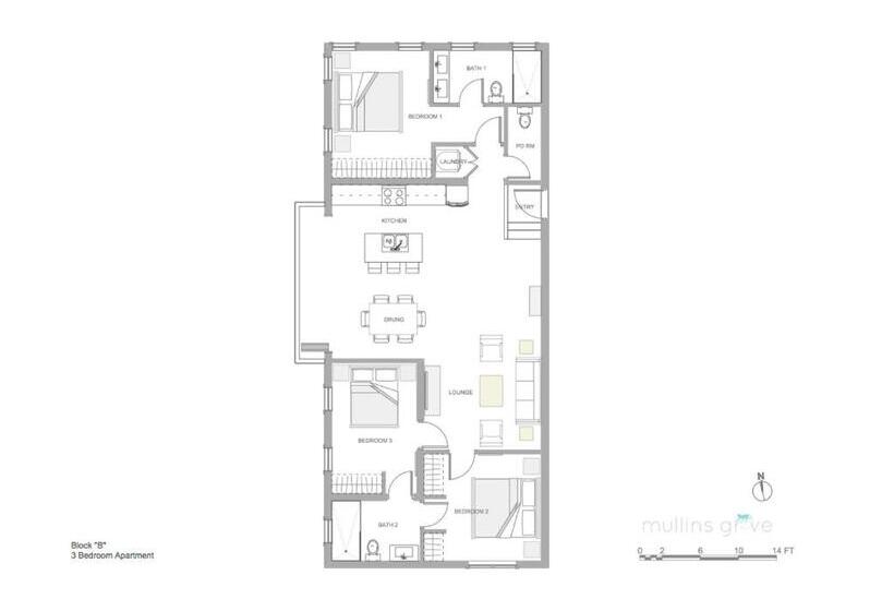 آپارتمان 1 خوابه با چشم‌انداز باغ, Mullins Grove Luxury Apartments