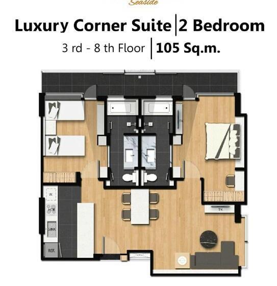 Люкс Deluxe 2 Спальни, Balcony Seaside Sriracha Hotel & Serviced Apartments