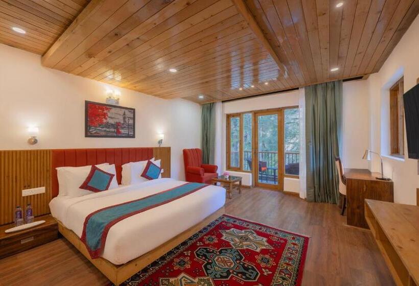 디럭스 룸 킹사이즈 침대, Bradhi   Echor Riverside Resort Jibhi