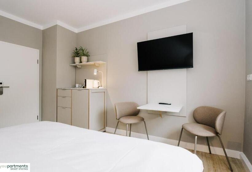 带大床的标准工作室, Youpartments   Zentrale Micro Apartments