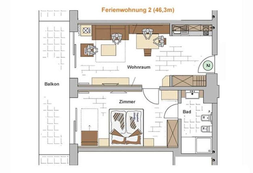 شقة غرفة نوم واحدة مزودة بشُرفة, Apartments Oberdorner