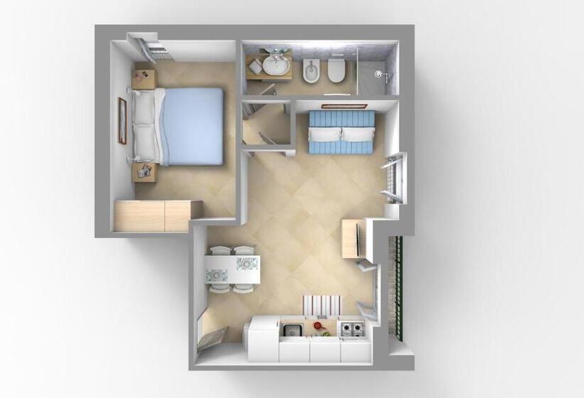 Апартаменты 1 Спальня, Residence Glicini