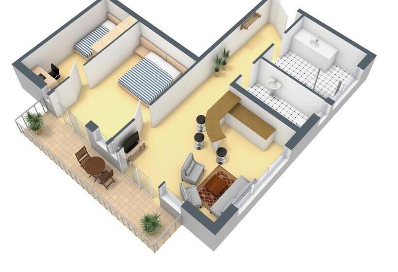 バルコニー付き１ベッドルームアパートメント, Residenz Hopfensee