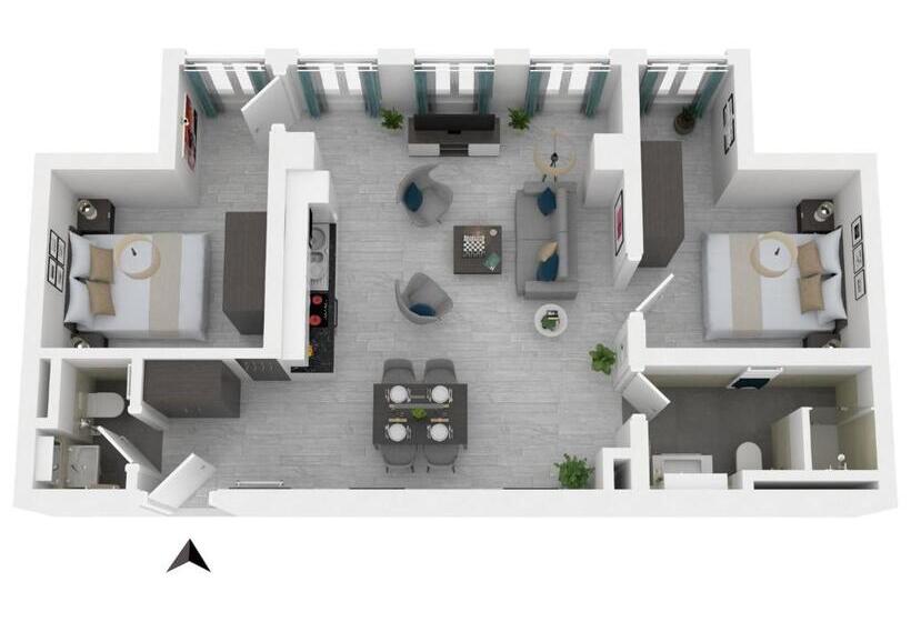 Апартаменты 2 Спальни, Apartmentanlage Zwei Wasser  Strandhaus