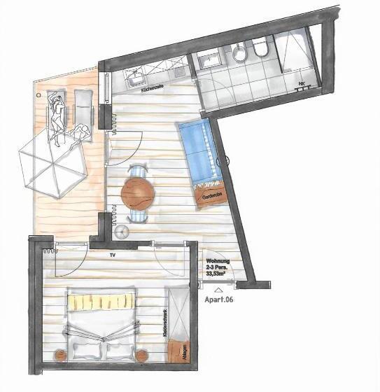 Апартаменты 1 Спальня с Видом, Residence Sägemühle
