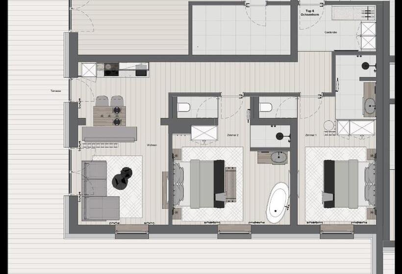 Апартаменты 1 Спальня с Балконом, Jaggling Appartements
