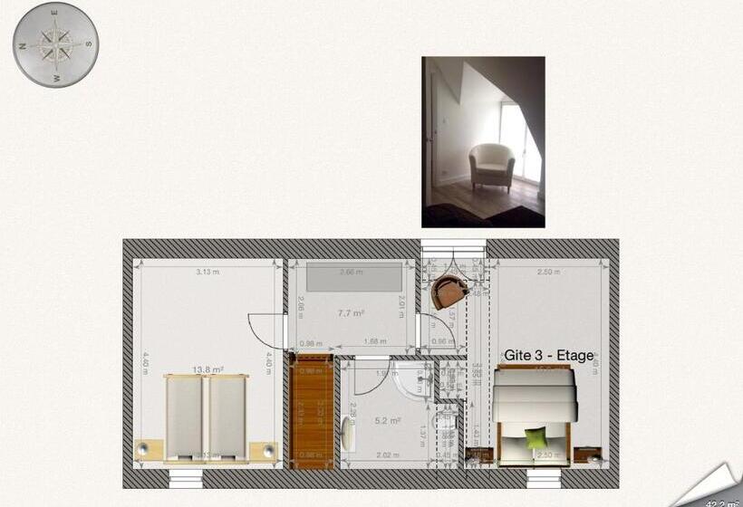 Апартаменты 2 Спальни, B&b Au Moulin 1771