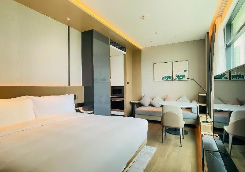 キングサイドベッドのスタンダードワンルーム, The Meixi Lake, Changsha Marriott Executive Apartments