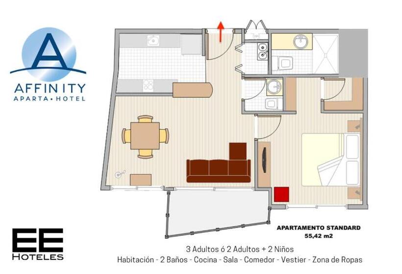 침실 1개 아파트, Affinity Aparta
