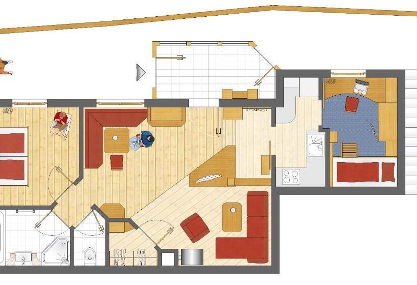 Апартаменты 1 Спальня с Видом, Alpin Panoramahotel Lärchenhof