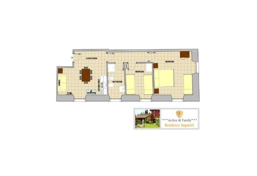 침실 2개 아파트, Residence Segattini