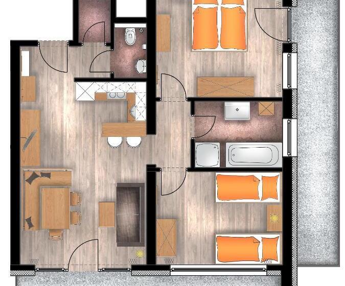Апартаменты 2 Спальни с Балконом, Pension Apartment Hödner