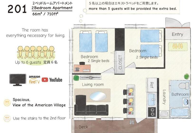 침실 2개 아파트, Condominium Hotel Mihama Upi