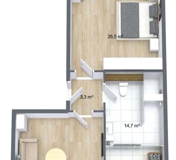 带1个卧室的高级公寓, Zollikof Aparts   Sauna & Studioapartments