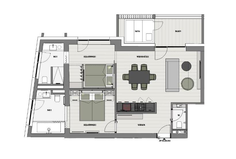 آپارتمان 1 خوابه با تراس, Das Bleibt Alpine Suites