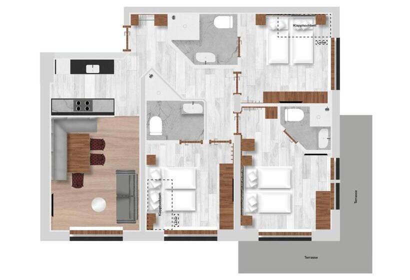 Апартаменты 3 Спальни, Hofgut Apartment & Lifestyle Resort Wagrain