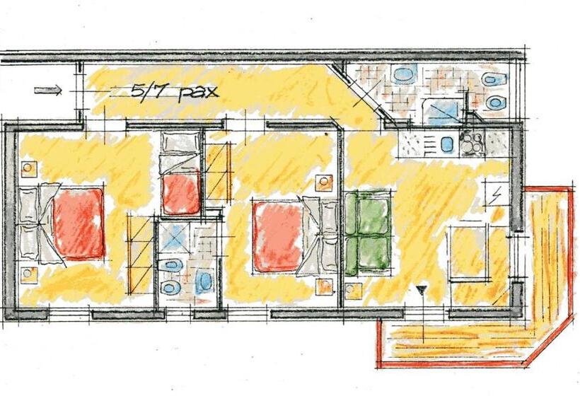 발코니가 있는 2 베드룸 아파트, Appartamenti Residence La Roggia