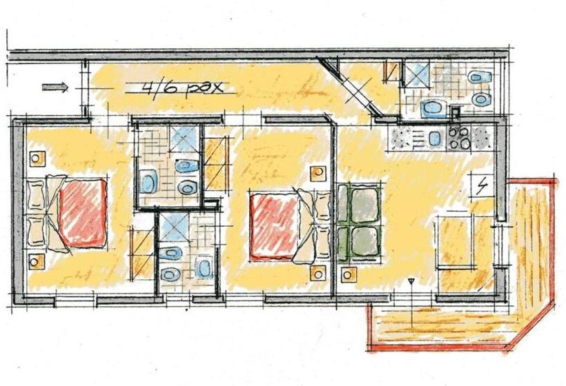 침실 2개 아파트, Appartamenti Residence La Roggia