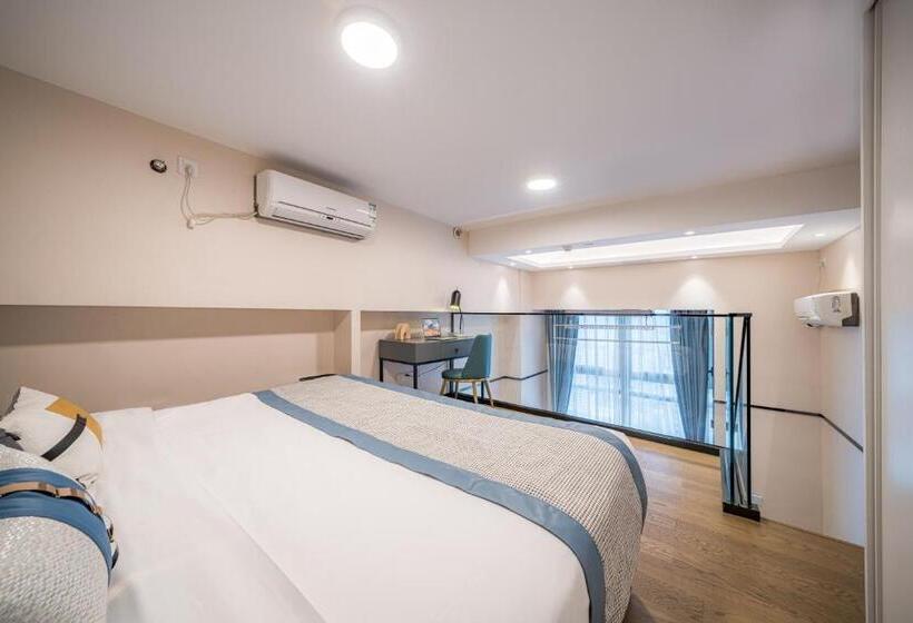 Quarto Deluxe Cama King, Gepai Executive Apartment   Shenzhen Futian Convention And Exhibition Center
