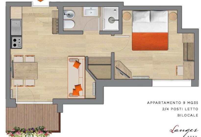 침실 1개 아파트, Residence Langes