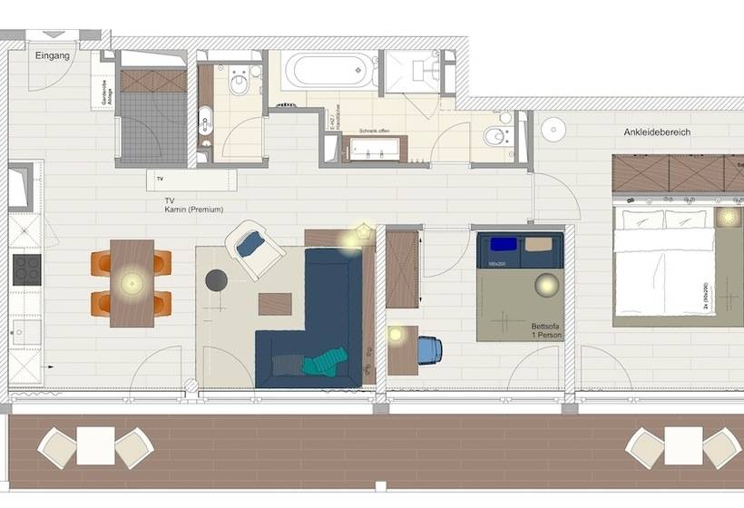 침실 2개 디럭스 아파트, Maremüritz Yachthafen Resort