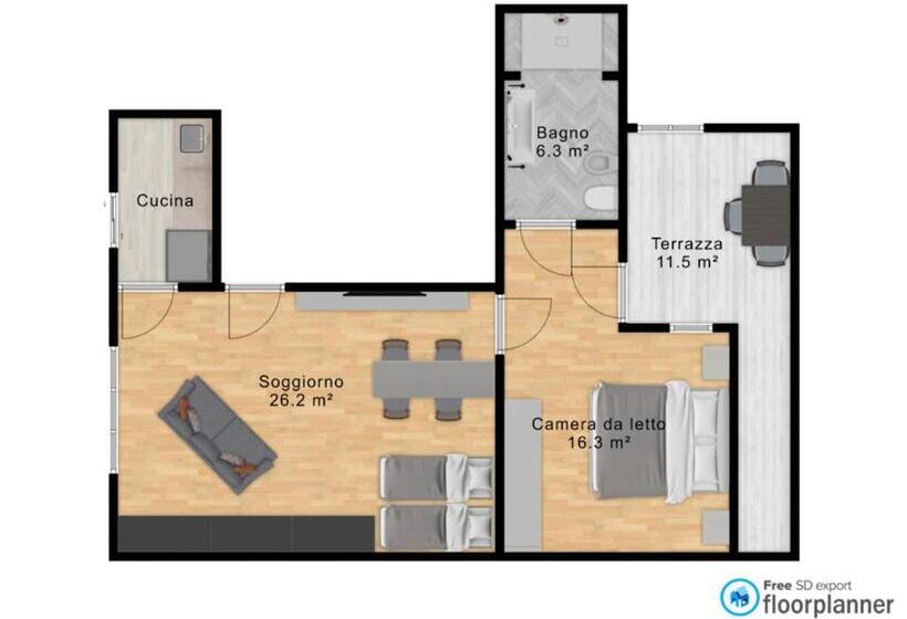 Апартаменты 1 Спальня с Террасой, Vento Mare Apartments