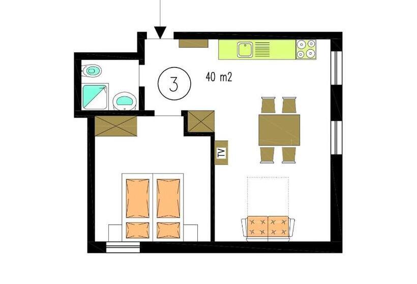Апартаменты 1 Спальня с Видом, Merlhof