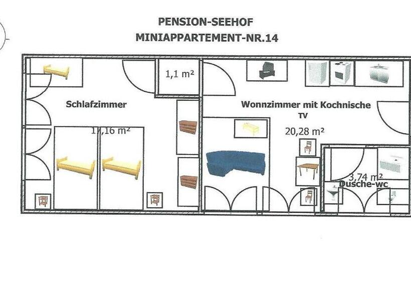 Апартаменты 1 Спальня, Ferienanlage Seehof
