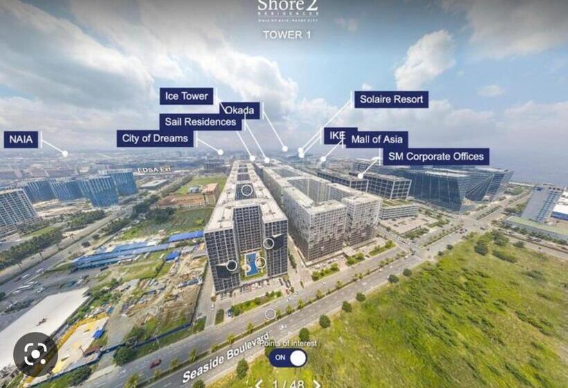 آپارتمان 1 خوابه با چشم‌انداز استخر, Mall Of Asia Shore 2 Condo