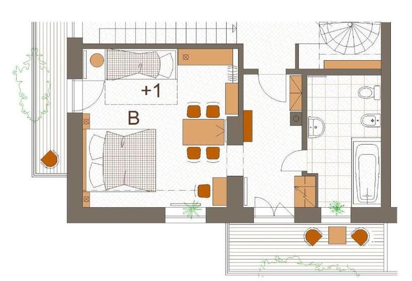 침실 1개 발코니 아파트, Chalet Hřebenka