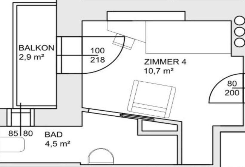 발코니 스탠다드 싱글 룸, Pension Appartements Gabriele