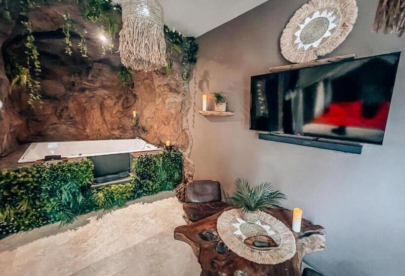 Номер Стандарт с Гидромассажем, Le Demeure De Poulpican Chambre La Grotte Jacuzzi Charme Romantique Terrasse Privée 300m Plage Et Re