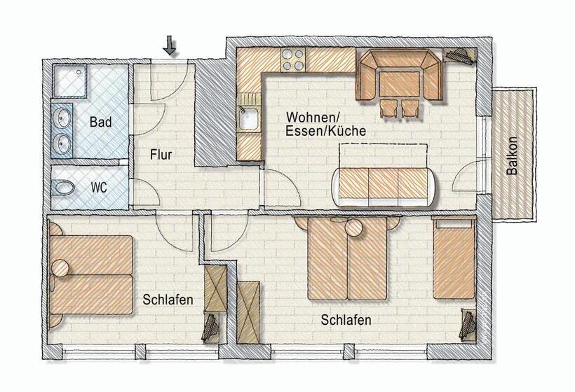 2 Sovrums Lägenhet, Posers Bergwelt B&b