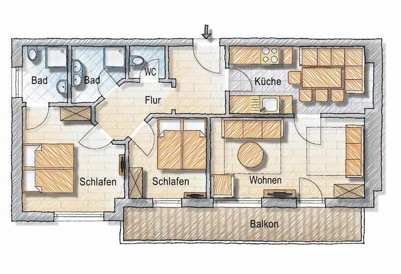 景色の見える一ベッドルームアパートメント, Posers Bergwelt B&b