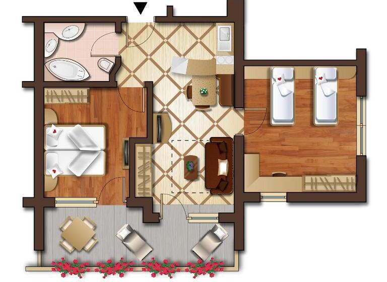带1个卧室带观景的公寓, Familien Wellness Residence Tyrol