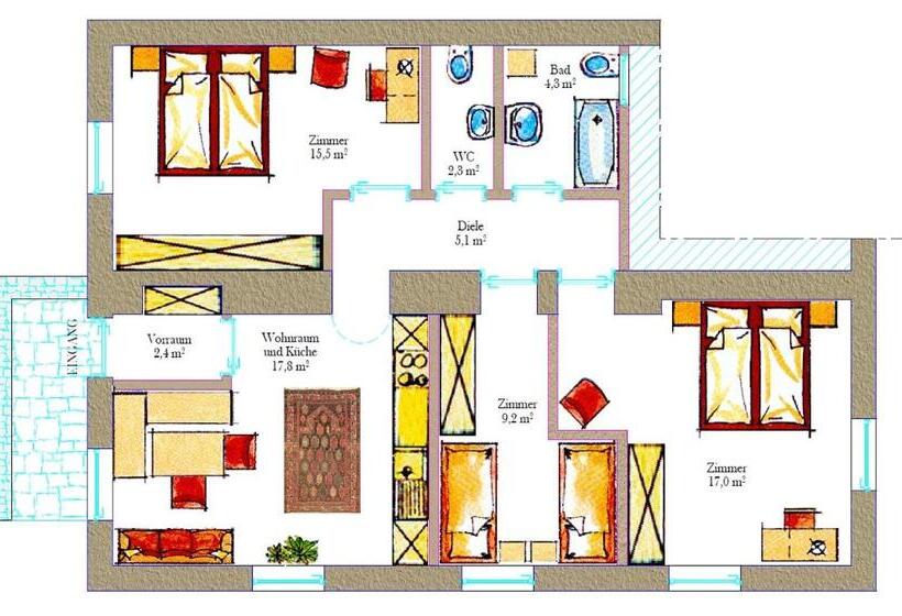 Апартаменты 1 Спальня с Видом, Appartments Neuhof
