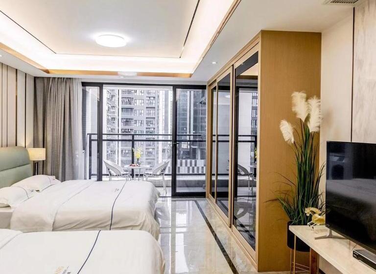 اتاق استاندارد با بالکن, Shengang Executive Apartment   Baoan International Airport Bihaiwan Subway Station