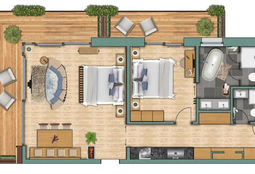 Апартаменты 1 Спальня с Видом, Resort La Ginabelle
