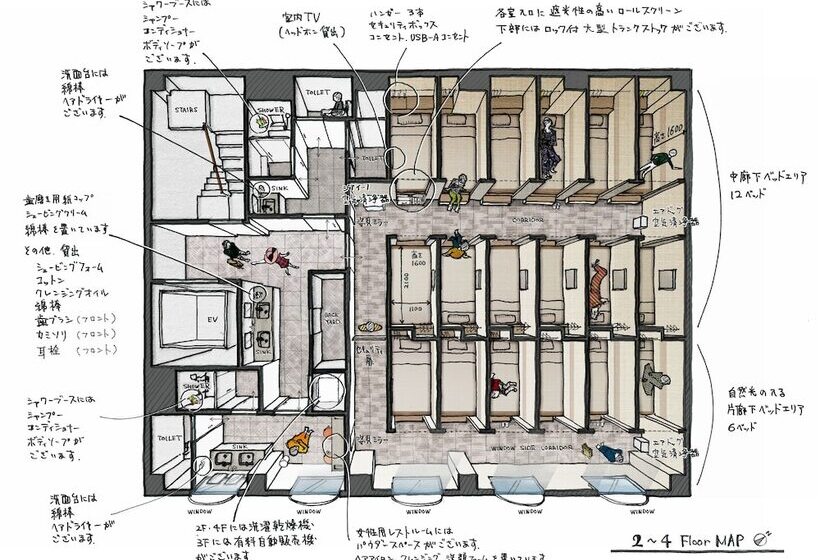共用房间的床, Drop Inn Tottori